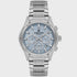 Daniel Klein Exclusive quartz chronograph with blue textured dial, octagonal bezel and steel bracelet