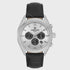 Daniel Klein Exclusive chronograph watch with silver dial, three subdials, date window and leather strap