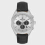 Daniel Klein Exclusive chronograph watch with silver dial, three subdials, date window and leather strap