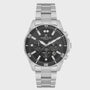 Daniel Klein Exclusive 44mm black dial chronograph with steel bracelet and rotating bezel
