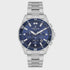 Daniel Klein 32 mm blue dial chronograph watch with stainless steel bracelet and rotating bezel