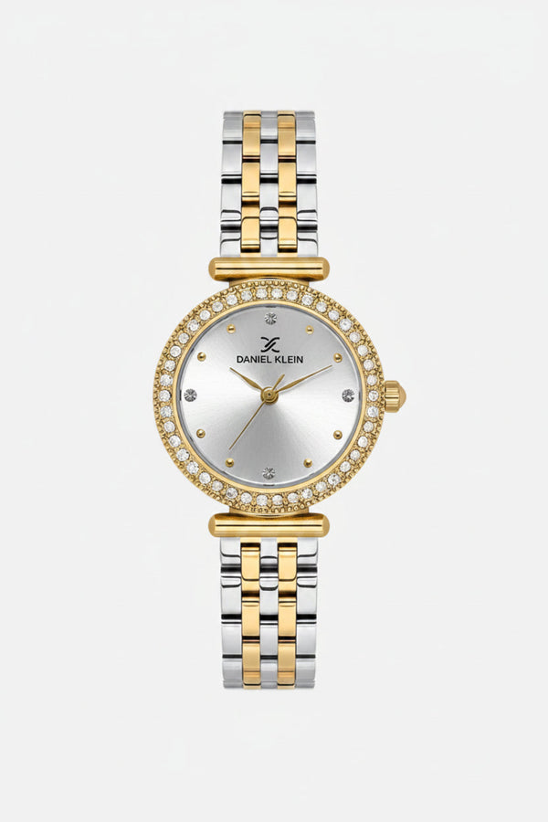 Daniel Klein DK113948-3 Quartz Mother-of-Pearl Dial Crystal-Set Gold-Tone Stainless Steel Ladies Watch