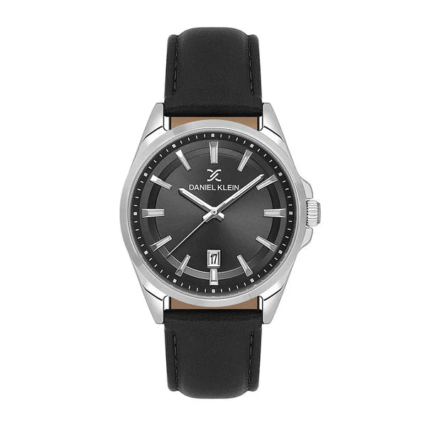 Daniel Klein DK614036-2 — Men’s Analog Wristwatch (Black Dial, Leather Strap)
