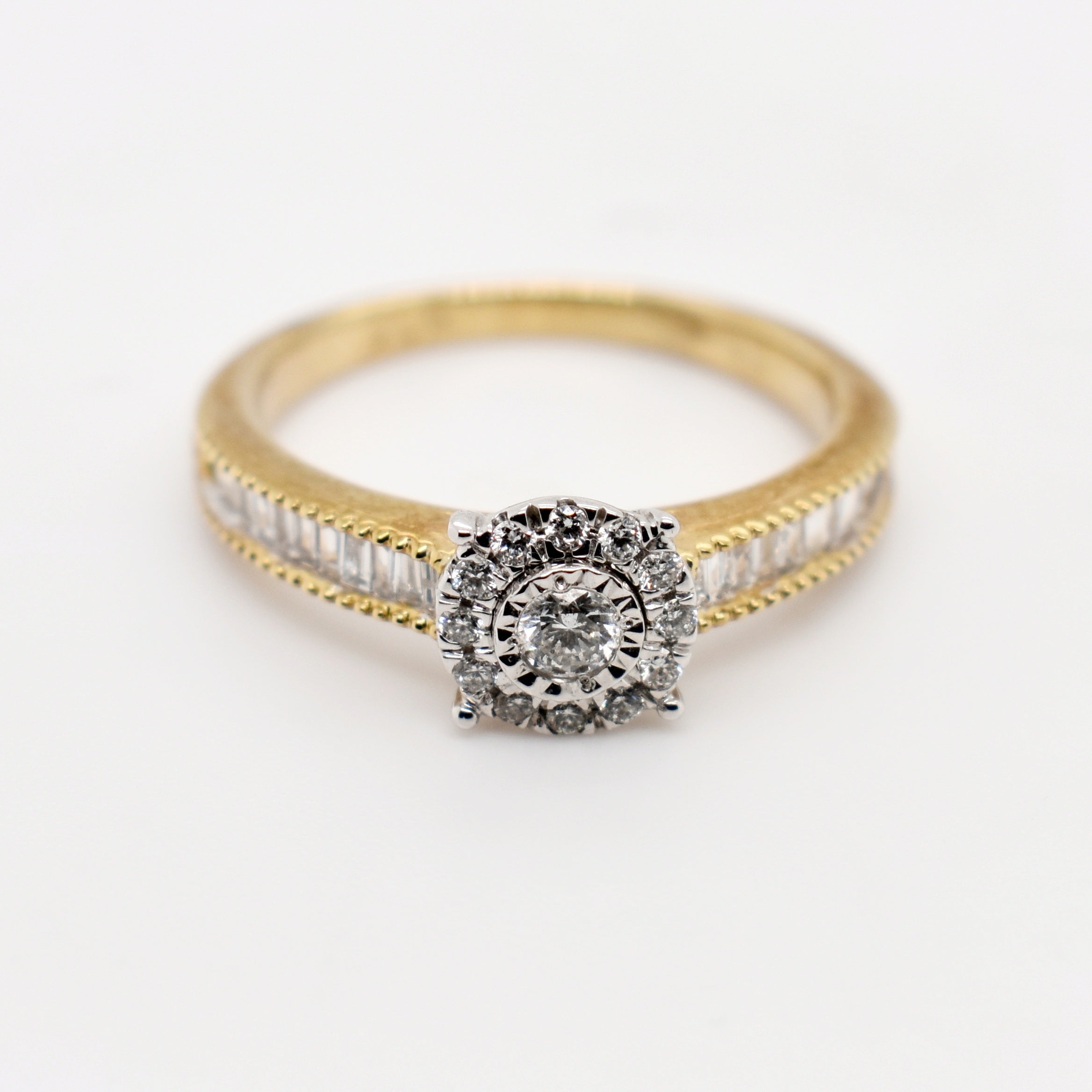 9ct Yellow Gold 4 Claw Cluster Diamond Engagement Ring