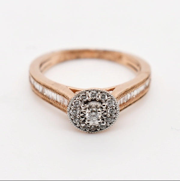 9ct Rose Gold Halo Diamond Engagement Ring