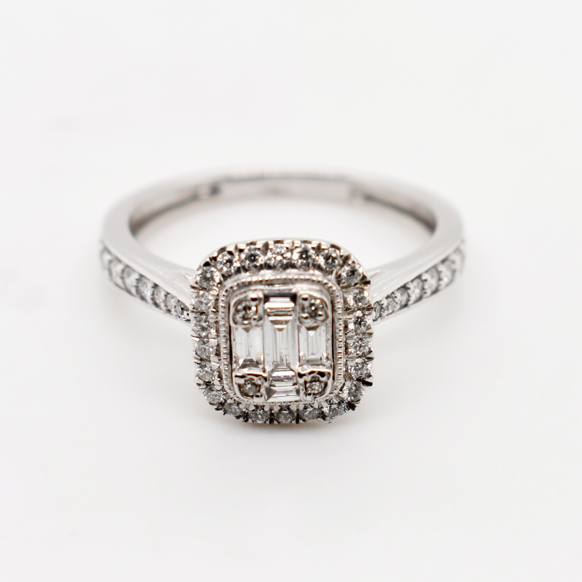 9ct White Gold Pave Diamond Diamond Engagement Ring
