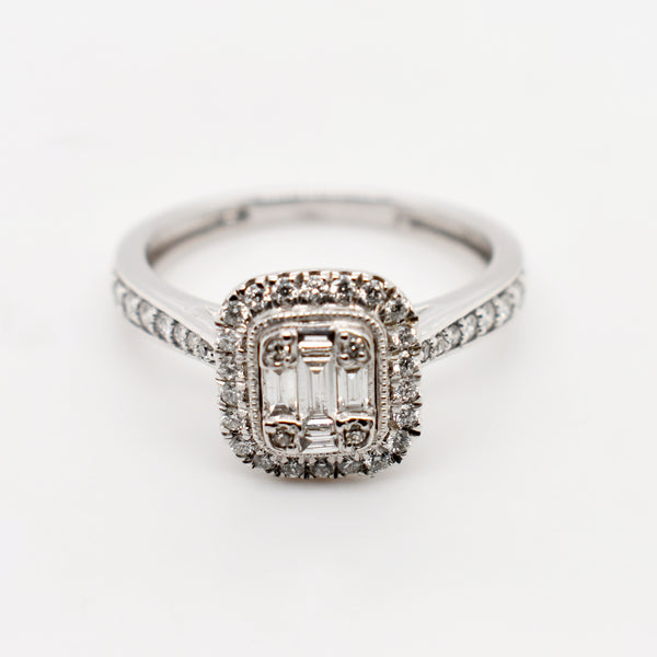 9ct White Gold Pave Diamond Diamond Engagement Ring