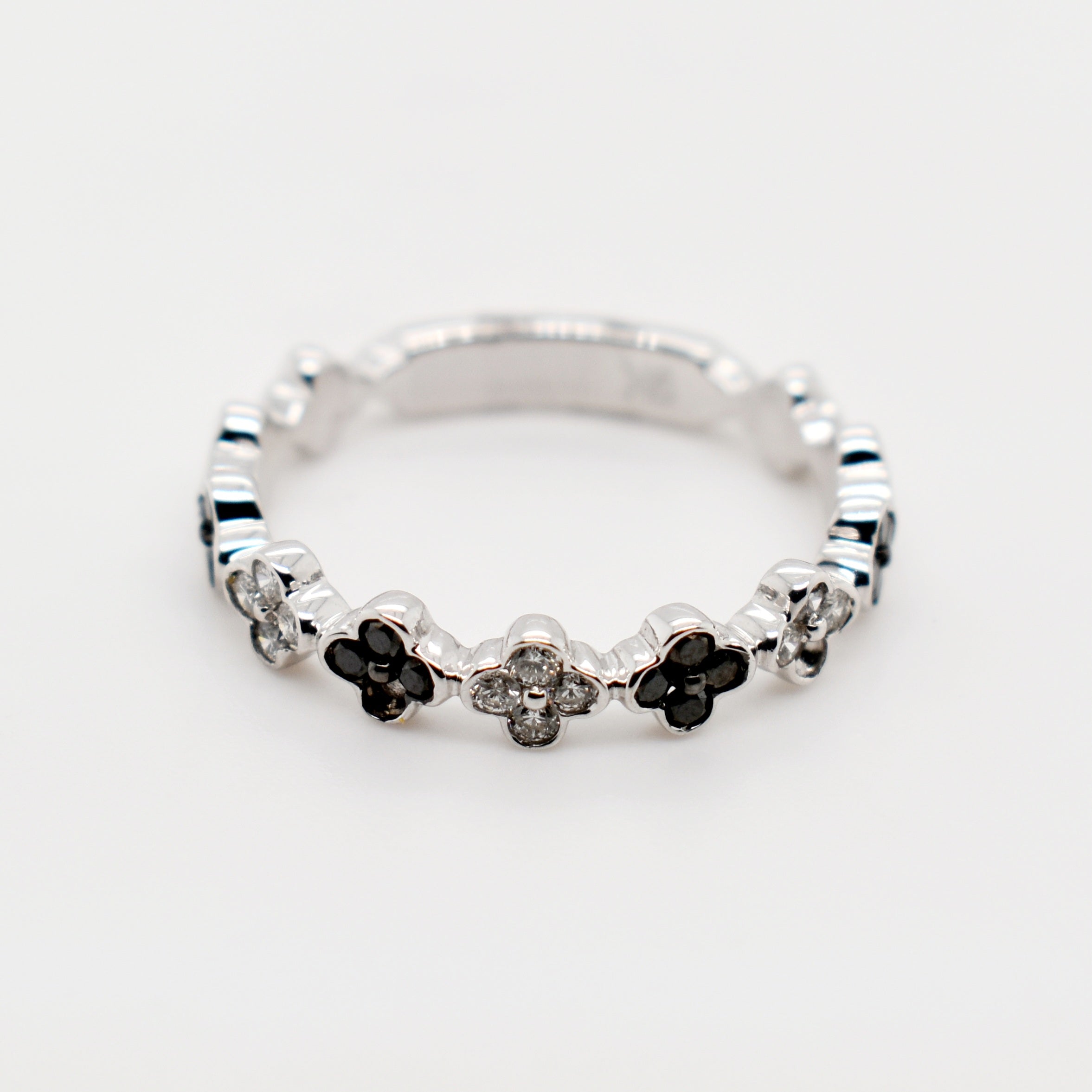 9ct White Gold Black Diamond Band