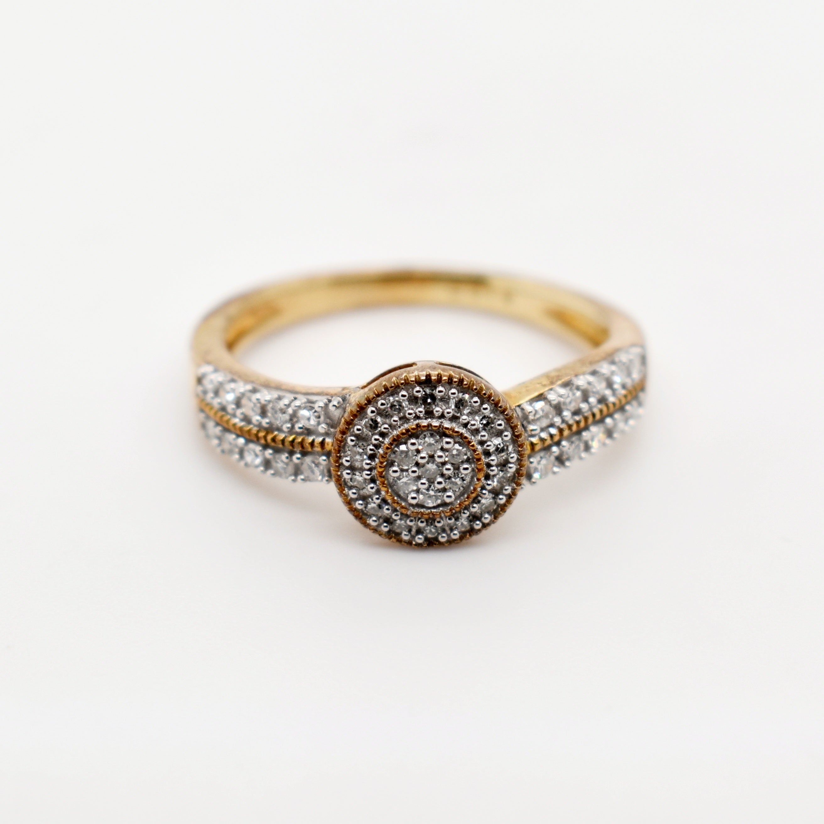 9ct Yellow Gold Round Cut Diamond Ring