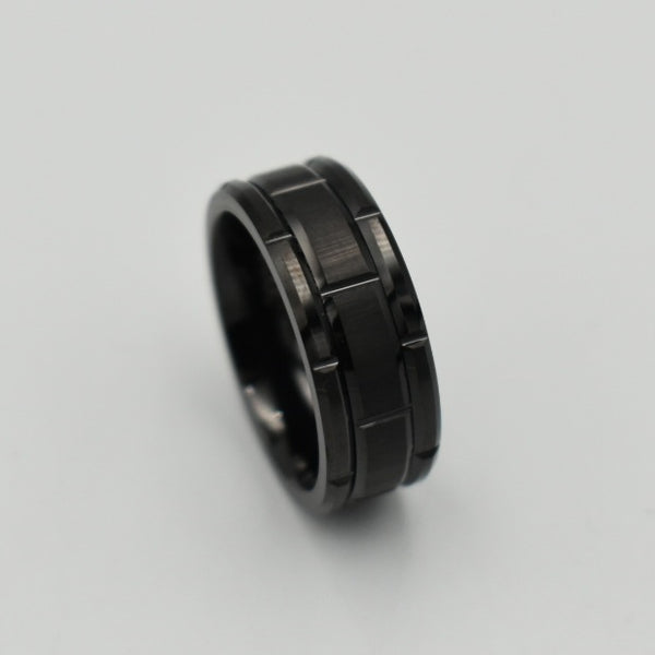 Tungsten Black Brushed Beveled Edge Ring