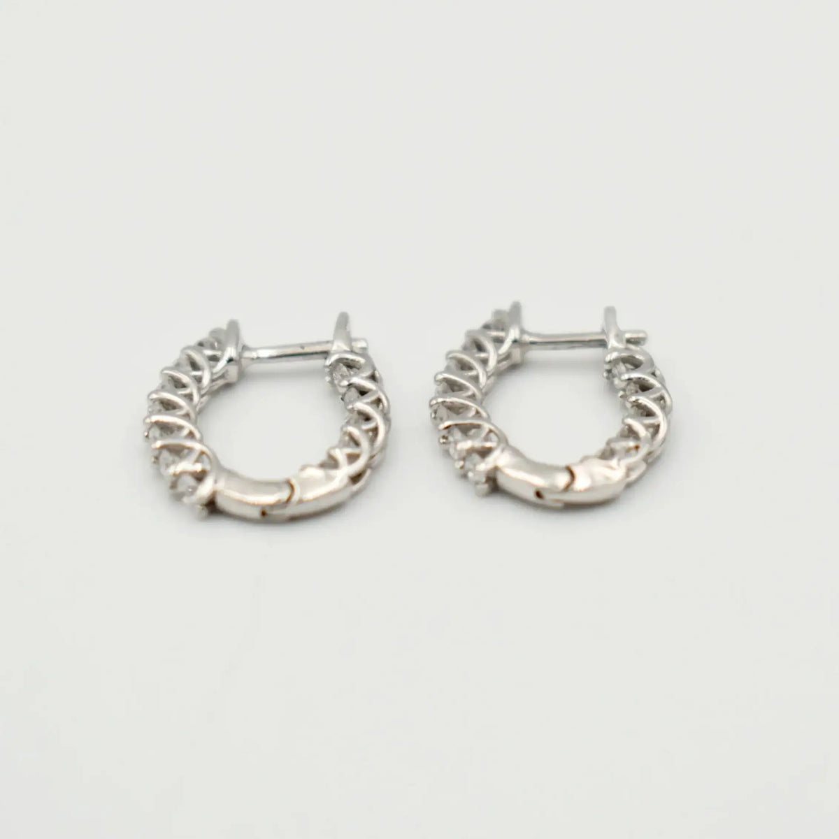 9ct white gold hoop earrings with 1.62ct lab grown diamonds in pavé setting by Cassim & Co