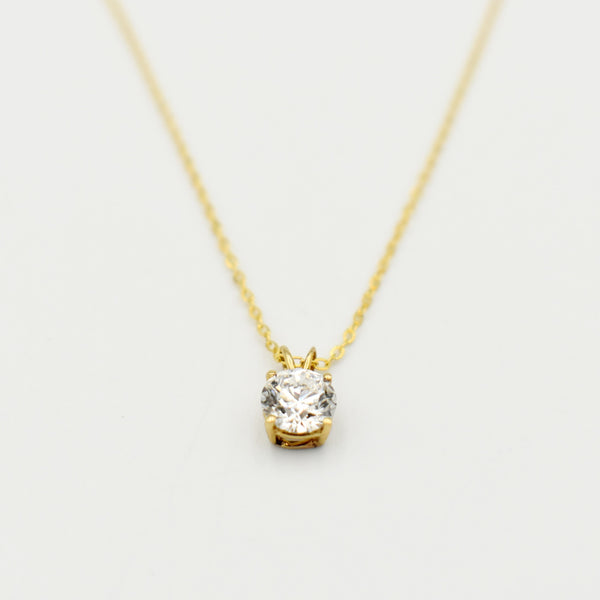 9ct Yellow Gold 1ct Round Lab-Grown Necklace