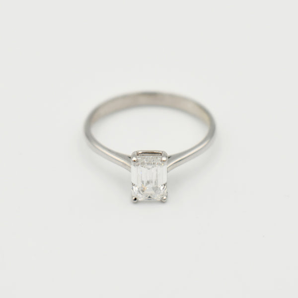 9ct White Gold 1ct Emerald Lab-Grown Diamond Ring