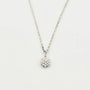 9ct white gold diamond cluster necklace featuring 0.12 carat natural diamonds in floral setting on fine link chain