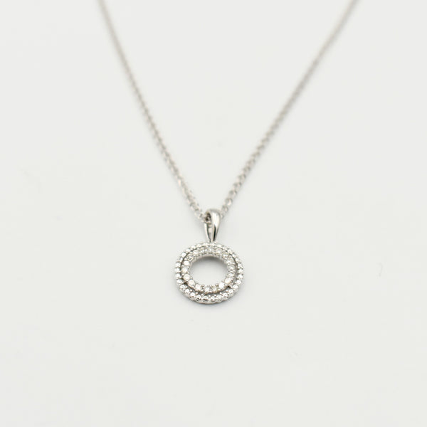 9ct White Gold 0,10ct Diamond Necklace
