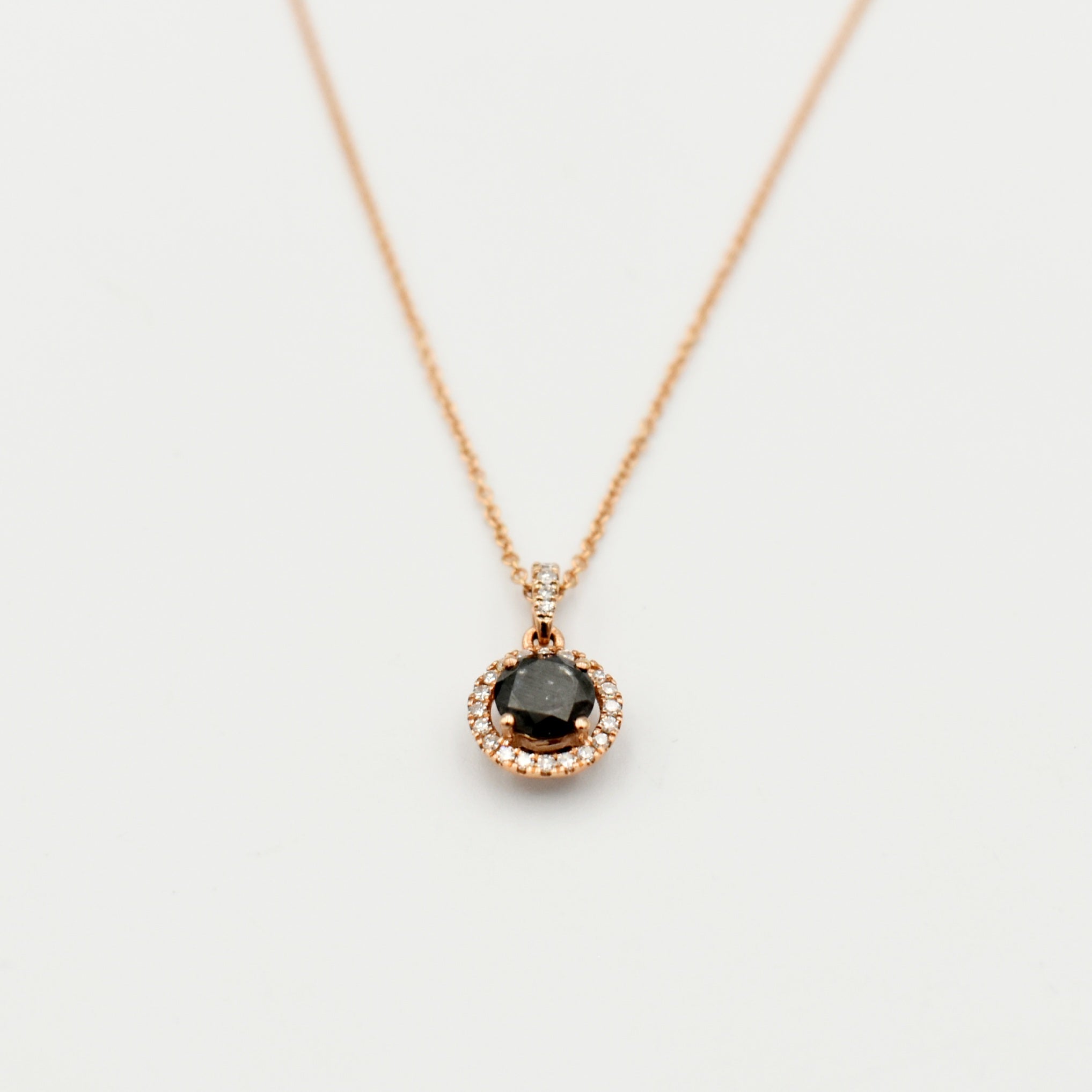 9ct Rose Gold 0,50ct Black Diamond Necklace
