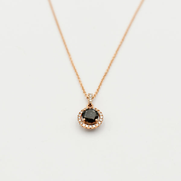9ct Rose Gold 0,50ct Black Diamond Necklace