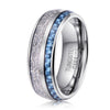 Tungsten Silver Blue & White Carbon Fibre Ring