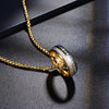 Tungsten Gold, Blue & White Carbon Fibre Ring