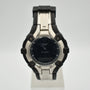 Casio Edifice AMW-200 ana-digi quartz watch with black dial, stainless steel case, and black resin strap on white display stand