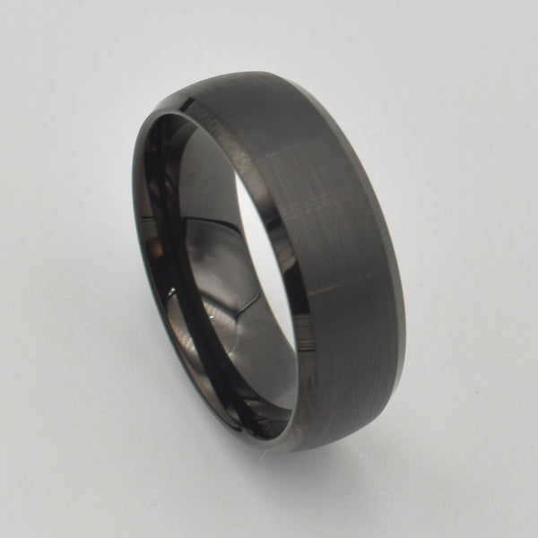 Tungsten Black Polished Beveled Ring