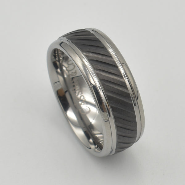 Tungsten Silver & Black Band