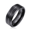 Tungsten Black Stripe Ring – Polished Inlay