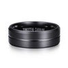 Tungsten Black Stripe Ring – Polished Inlay