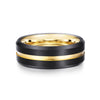 Tungsten  Gold & Black Bevelled Ring