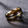Tungsten  Gold & Black Bevelled Ring