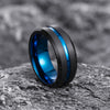 Tungsten Black & Blue Striped Ring