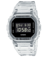 Casio G-Shock DW-5600SKE-7DR transparent skeleton resin digital watch with black LCD display and integrated clear bracelet