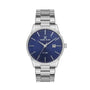 Daniel Klein Premium D-TWO DK113567-6 quartz watch with sunray blue dial, 41mm stainless steel case, date window, and polished steel bracelet