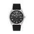 Daniel Klein DK113692-2 quartz watch with black dial, Arabic numerals, date window, stainless steel case and black leather strap