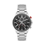 Daniel Klein Exclusive DK113992-1 quartz chronograph watch with black dial, stainless steel case and bracelet, red crown accent, three subdials and date display