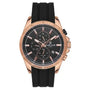 Daniel Klein DK113533-4 rose gold chronograph watch with black dial and silicone strap on white background