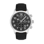 Daniel Klein Exclusive DK113833-1 chronograph watch with black dial, Arabic numerals, stainless steel case and black leather strap