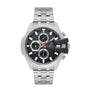 Daniel Klein Exclusive DK113848-1 multifunction chronograph watch with black dial, stainless steel case and bracelet, three sub-dials