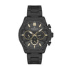 Daniel Klein Exclusive DK113793-5 multifunction chronograph watch with black IP stainless steel case and bracelet, black dial with gold-tone markers and three subdials