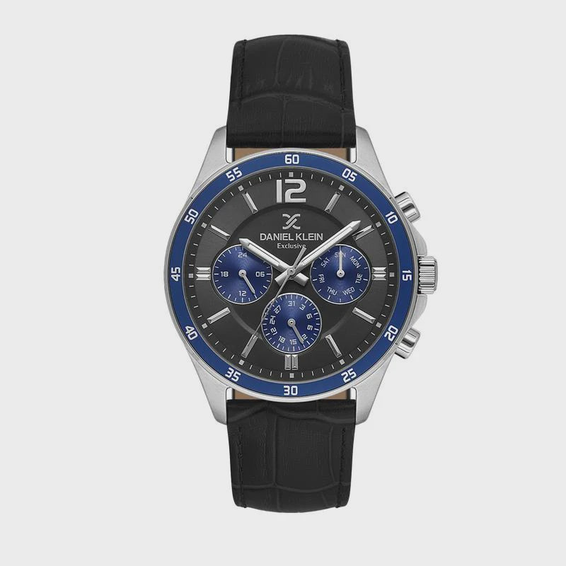 Daniel Klein Exclusive Black Dial Multifunction Gents Leather Watch DK113973-4