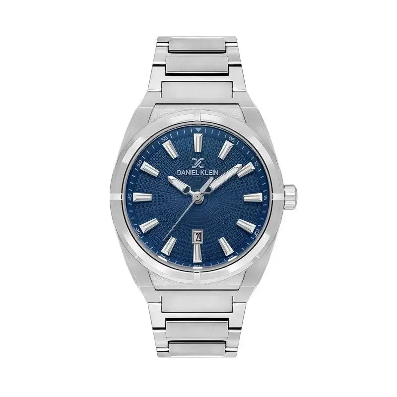 Daniel Klein DK113749-2 blue dial stainless steel quartz watch with date display and integrated bracelet