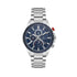 Daniel Klein Exclusive quartz chronograph watch with blue sunray dial, stainless steel case and bracelet, 43mm multifunction timepiece
