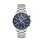 Daniel Klein Exclusive quartz chronograph watch with blue sunray dial, stainless steel case and bracelet, 43mm multifunction timepiece