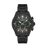 Daniel Klein Exclusive DK548 green sunray dial chronograph watch with black ion-plated stainless steel case and integrated bracelet featuring rose gold-tone accents