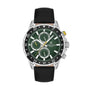 Daniel Klein DK113641-4 Exclusive men's multifunction quartz watch with green sunray dial, 45mm stainless steel case, black rotating bezel, and black leather strap