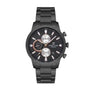 Daniel Klein Exclusive Multifunction DK112872-6 mens watch with black sunray dial, silver subdials, and gunmetal stainless steel bracelet