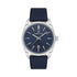 Daniel Klein DK113800-3 quartz watch with blue dial, 41mm stainless steel case, and navy leather strap with date function