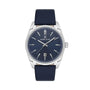 Daniel Klein DK113800-3 quartz watch with blue dial, 41mm stainless steel case, and navy leather strap with date function