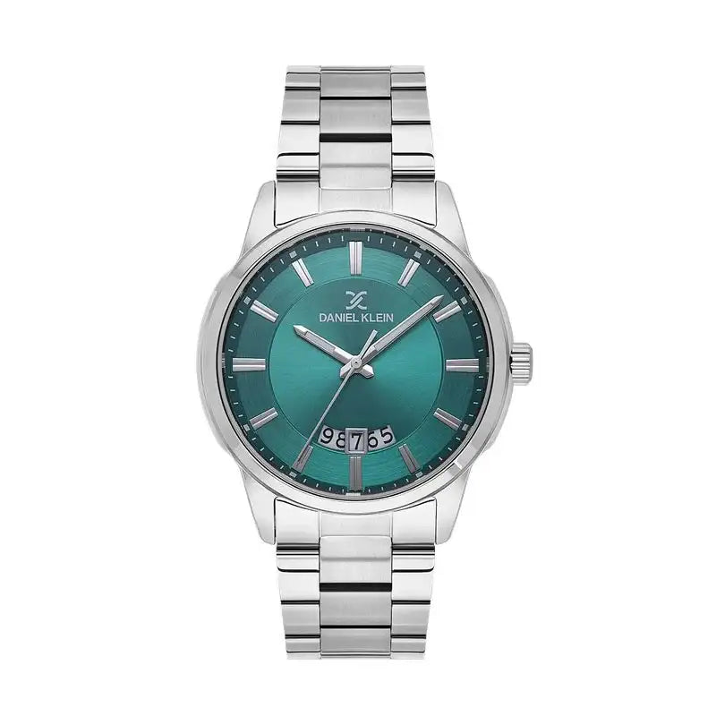 Daniel Klein DK113795-3 men's quartz watch with green sunburst dial, stainless steel case and integrated bracelet, date window at 6 o'clock
