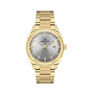 Daniel Klein DK539 quartz watch with sunray grey dial, gold-tone stainless steel case and bracelet, date window at 3 o'clock